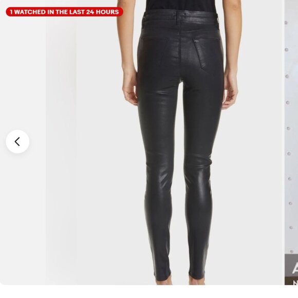 L’Agence Marguerite Skinny Pants Size 28"W X 26" Inseam Black Coated High Waist - Picture 4 of 8